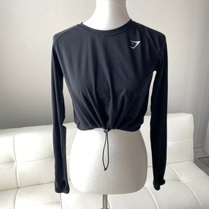 Long sleeve GYMSHARK cropped black workout shirt